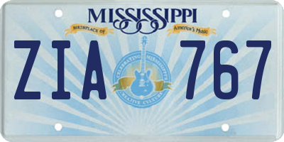 MS license plate ZIA767