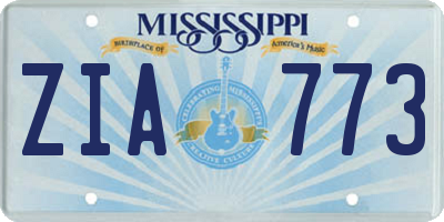 MS license plate ZIA773
