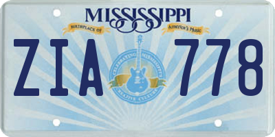 MS license plate ZIA778