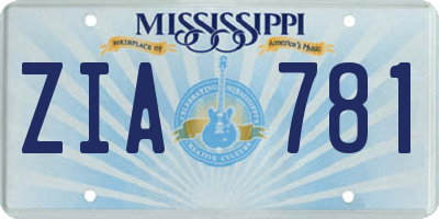 MS license plate ZIA781