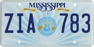MS license plate ZIA783