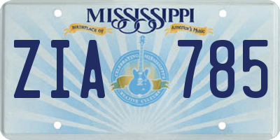MS license plate ZIA785
