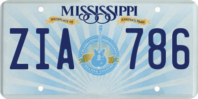 MS license plate ZIA786