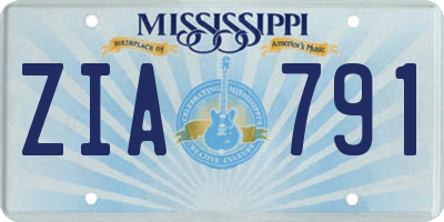 MS license plate ZIA791