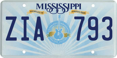 MS license plate ZIA793