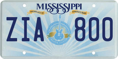 MS license plate ZIA800