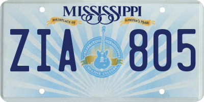 MS license plate ZIA805
