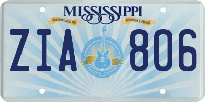 MS license plate ZIA806