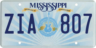 MS license plate ZIA807