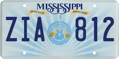 MS license plate ZIA812