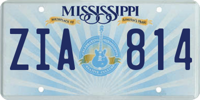 MS license plate ZIA814