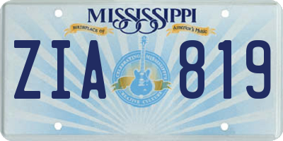 MS license plate ZIA819