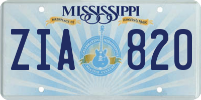 MS license plate ZIA820