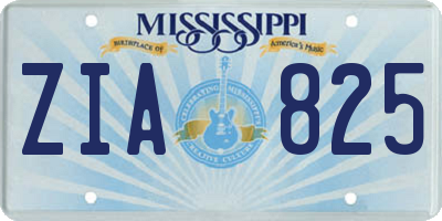 MS license plate ZIA825