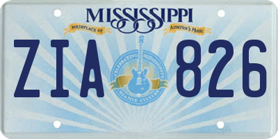 MS license plate ZIA826
