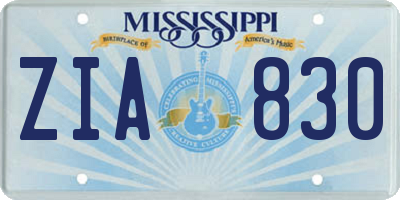 MS license plate ZIA830