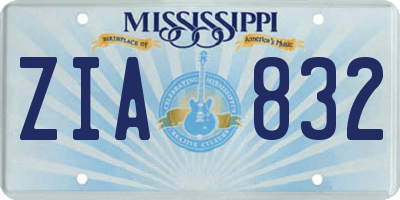 MS license plate ZIA832