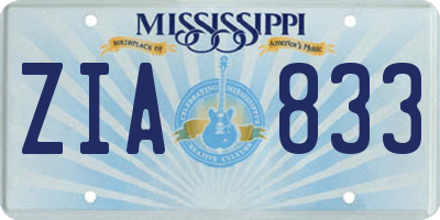 MS license plate ZIA833