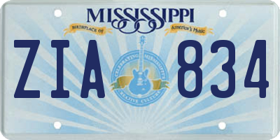 MS license plate ZIA834