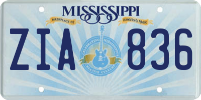 MS license plate ZIA836
