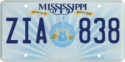 MS license plate ZIA838