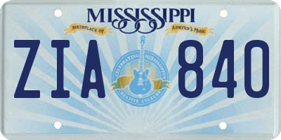 MS license plate ZIA840