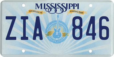 MS license plate ZIA846