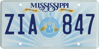 MS license plate ZIA847