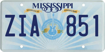 MS license plate ZIA851
