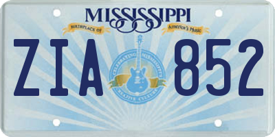 MS license plate ZIA852
