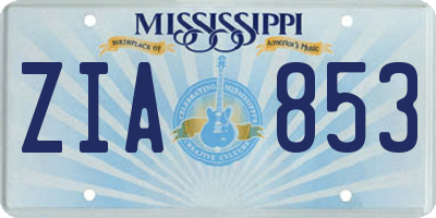MS license plate ZIA853