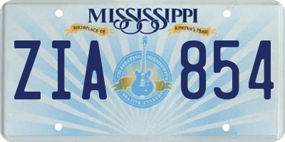 MS license plate ZIA854