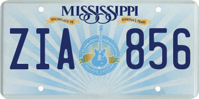 MS license plate ZIA856