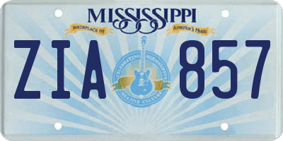 MS license plate ZIA857