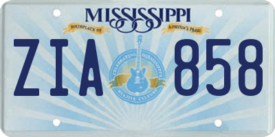 MS license plate ZIA858