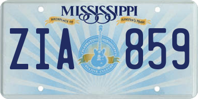 MS license plate ZIA859