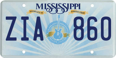 MS license plate ZIA860