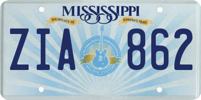 MS license plate ZIA862