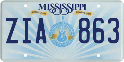 MS license plate ZIA863