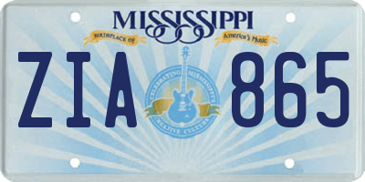 MS license plate ZIA865