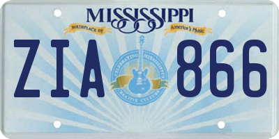 MS license plate ZIA866