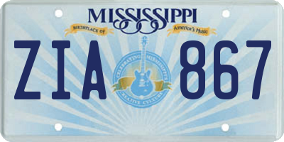 MS license plate ZIA867