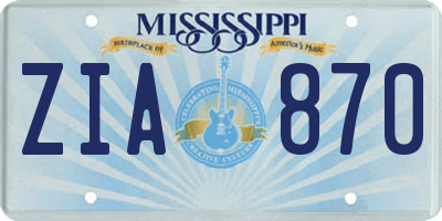 MS license plate ZIA870