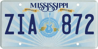 MS license plate ZIA872