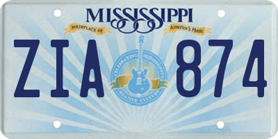 MS license plate ZIA874