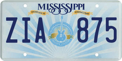 MS license plate ZIA875