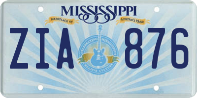 MS license plate ZIA876