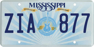 MS license plate ZIA877