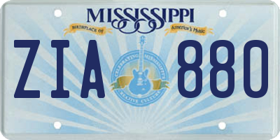 MS license plate ZIA880