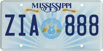 MS license plate ZIA888